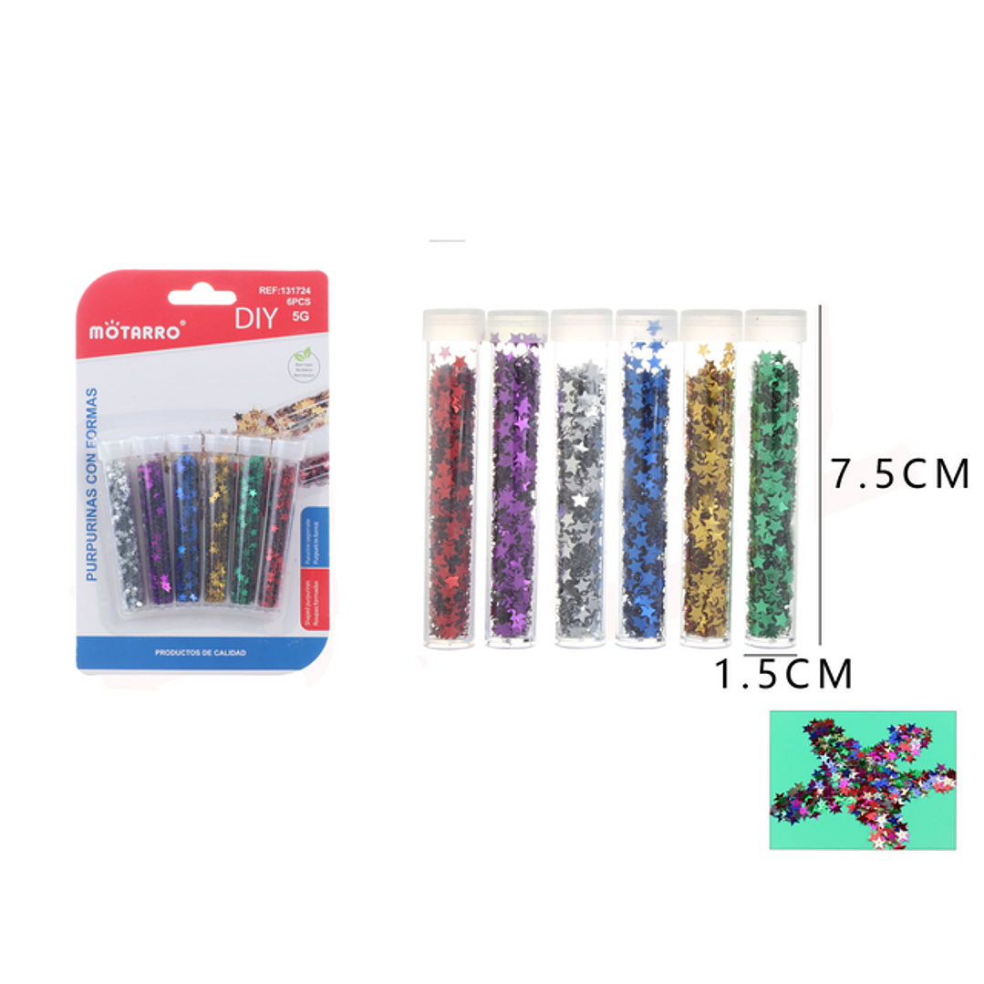 Lentejuela Metalizada Multicolor de Estrella 5G 6pcs 1