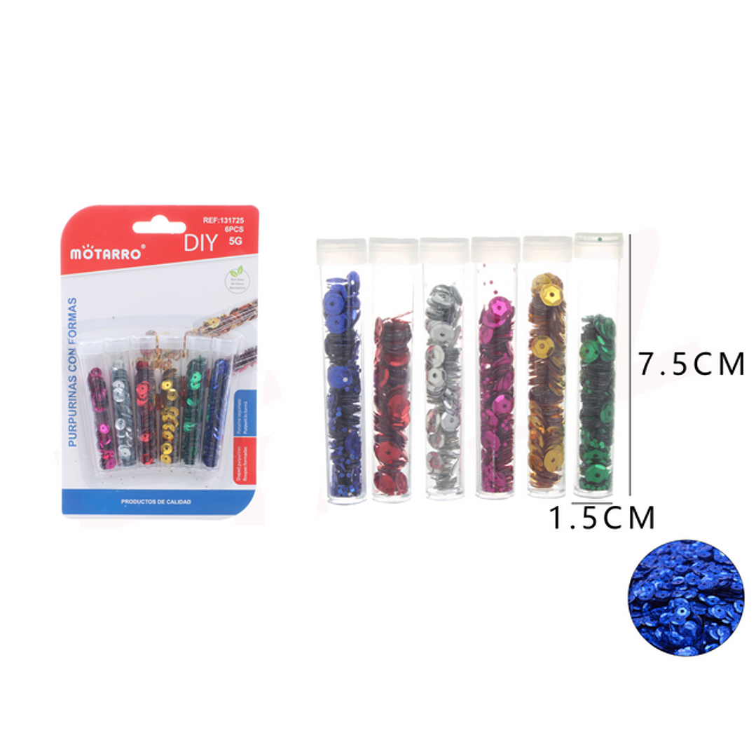 Lentejuela Metalizada Multicolor Circular 5G 6pcs 1