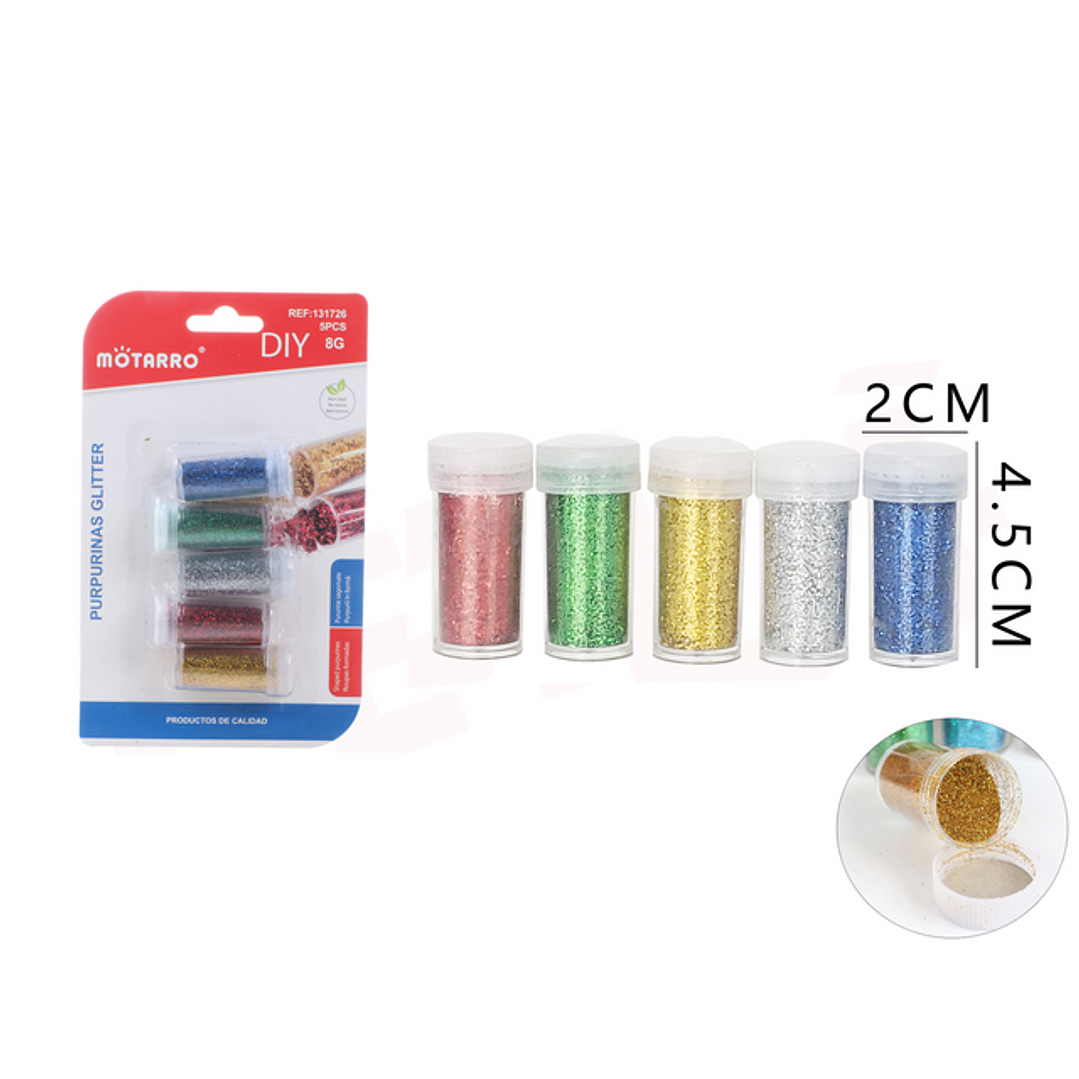 Escarchas De Colores Metalizados 8 G 5 Pcs 1