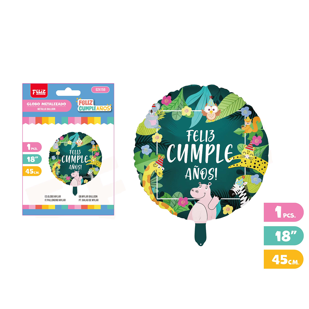 Globo Jungla Cumpleaños 45cm 1