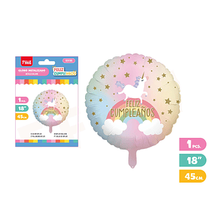 Globo Unicornio y estrellas Cumpleaños 45cm