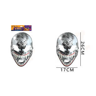 Mascara Sonrisa Malvada Plateada 17X26Cm