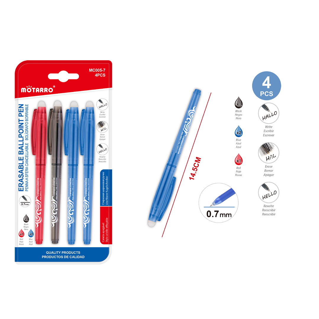 Boligrafos Borrables 3 Colores 4 Pcs 1