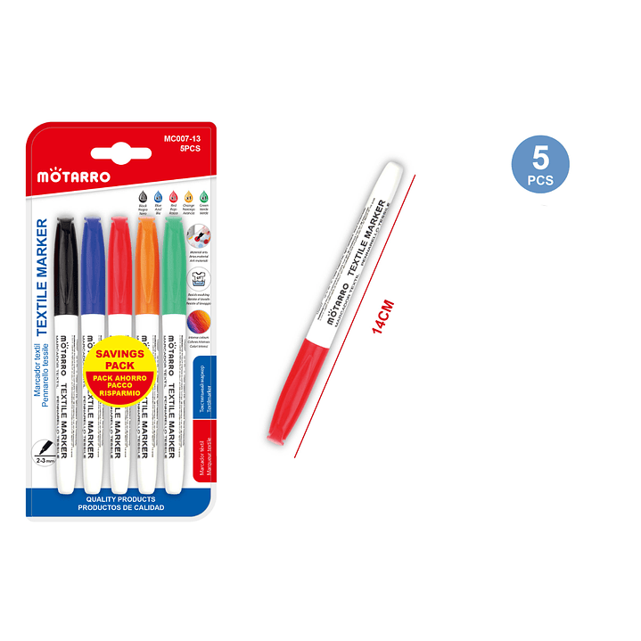 Pack Plumones 5 Colores 23 Mm 1