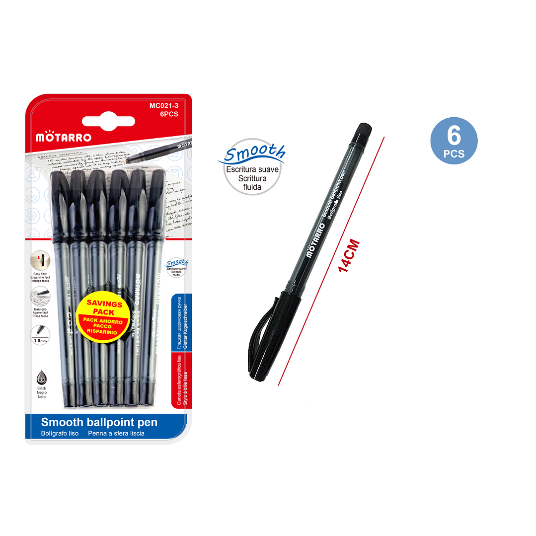 Boligrafo Liso Negro 6 Pcs 1
