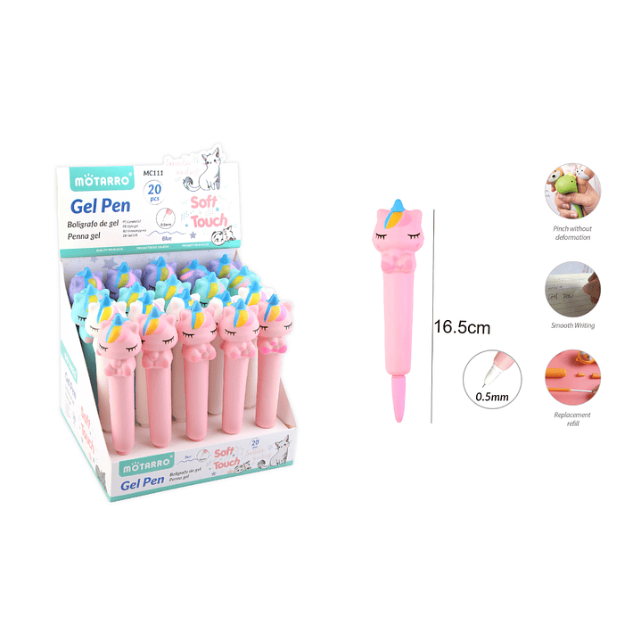 Lápiz Gel Forma Unicornio 16.5Cm 1pc 1