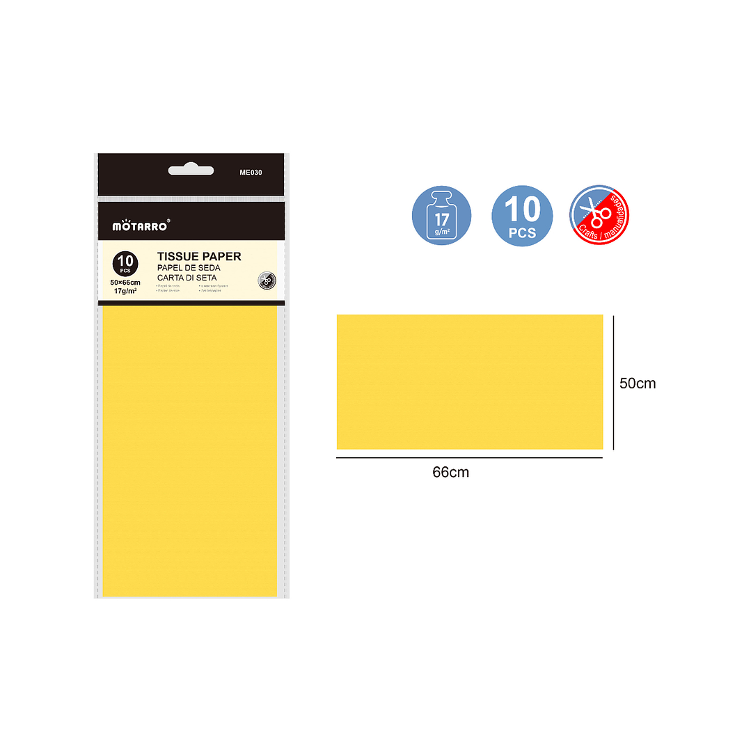Papel de Seda Amarillo Mantequilla 10 pcs 1