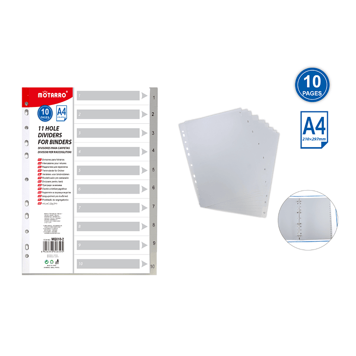 Divisores para Carpetas Gris A4 10pcs 1