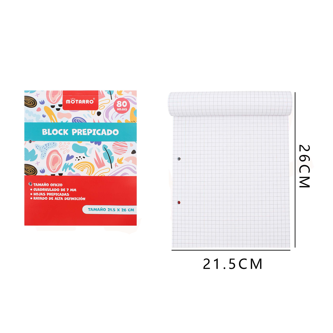 Bloc Cuadriculado 29.5x2.15Cm 80Hojas 7Mm 1 1
