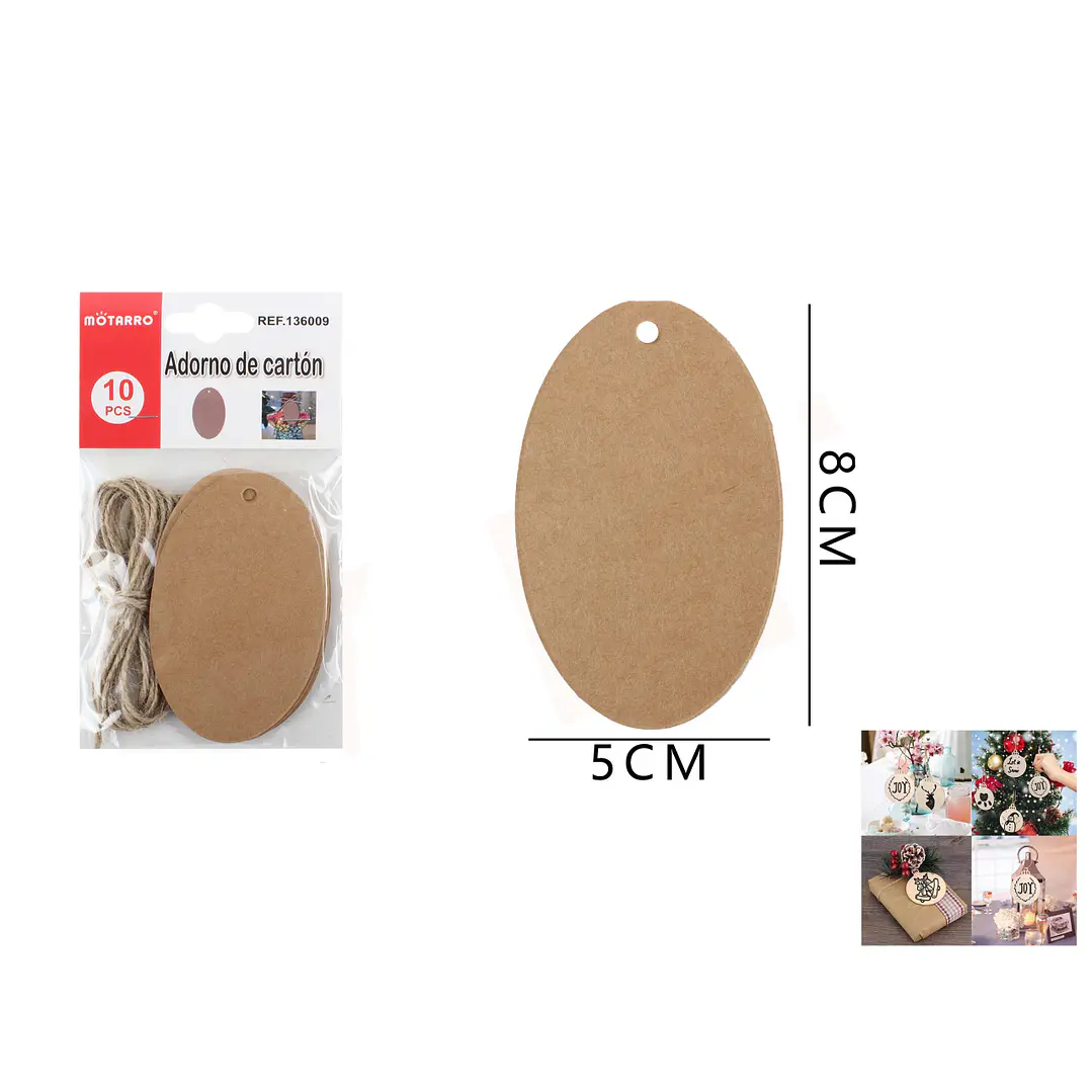 Adorno Carton Ovalado 5x8cm 10pcs 1