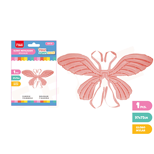 Globo Metalizado Mariposa Rosado 97x72cm