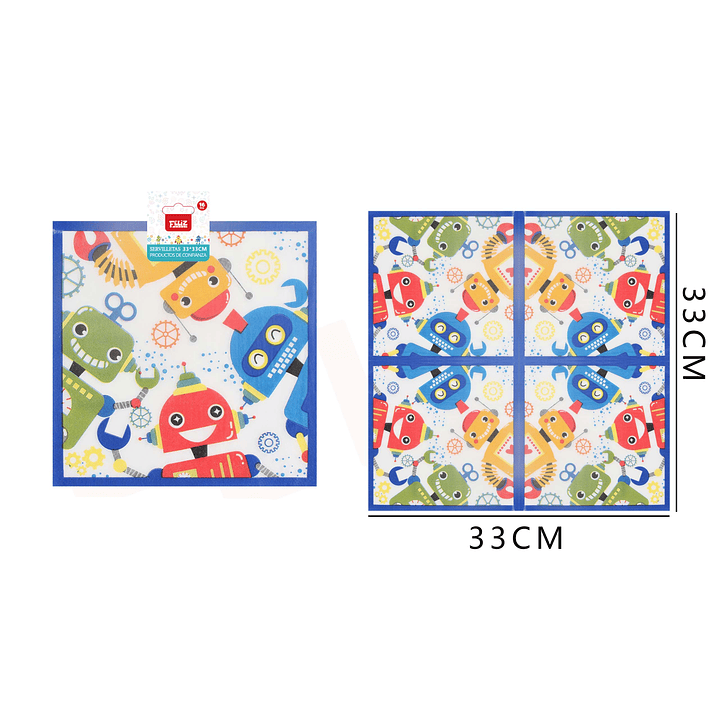 Servilletas diseño robot 33*33cm 16pcs 1