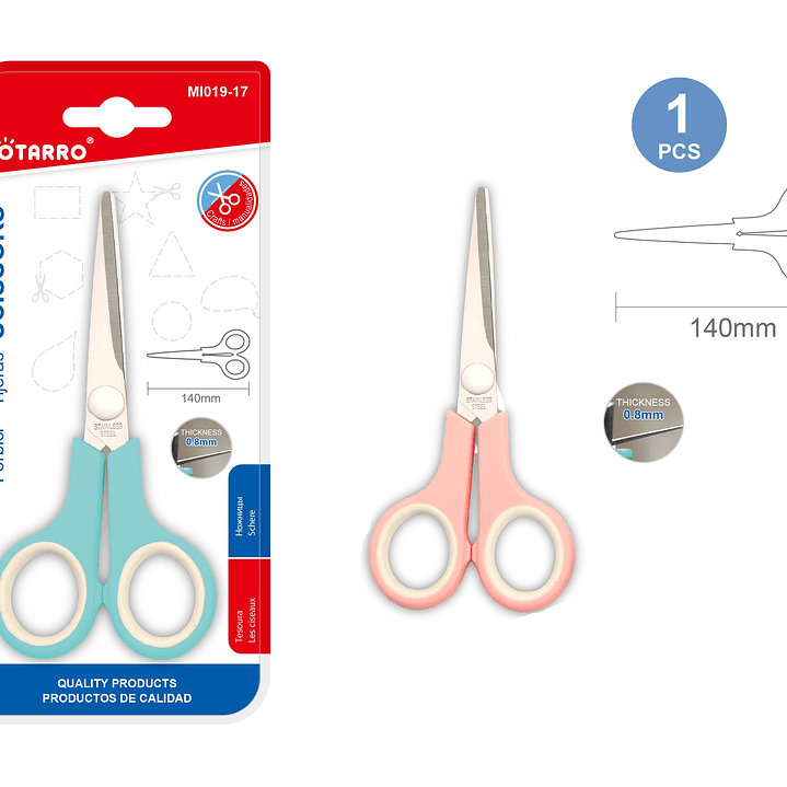 Tijeras Escolares Color Pastel 14 Cm 1