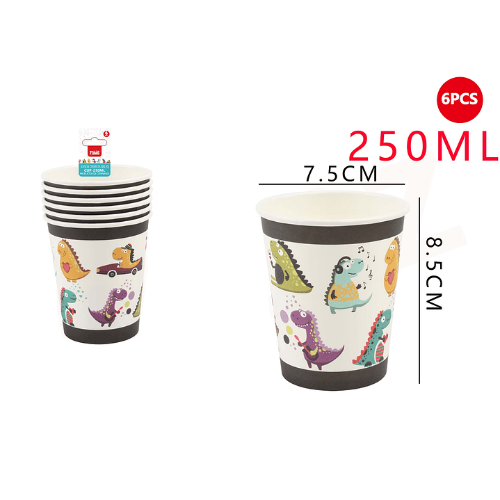 Vasos Dinosaurios divertidos 250ML 6pcs 1