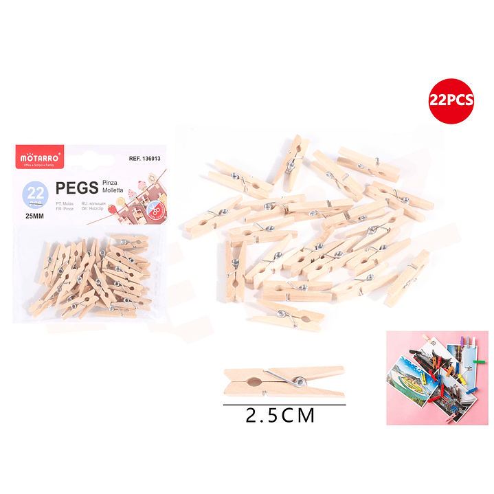 Pinza de Madera Café 2.5cm 22pcs 1