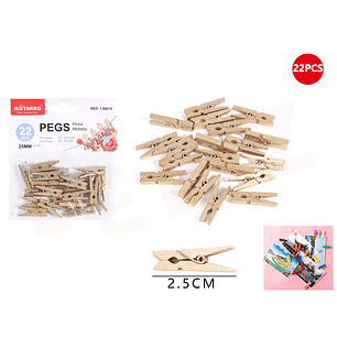 Pinza de Madera Cafés 2.5cm 22pcs
