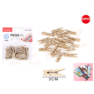 Pinza de Madera Café Oscuro 3cm 20pcs