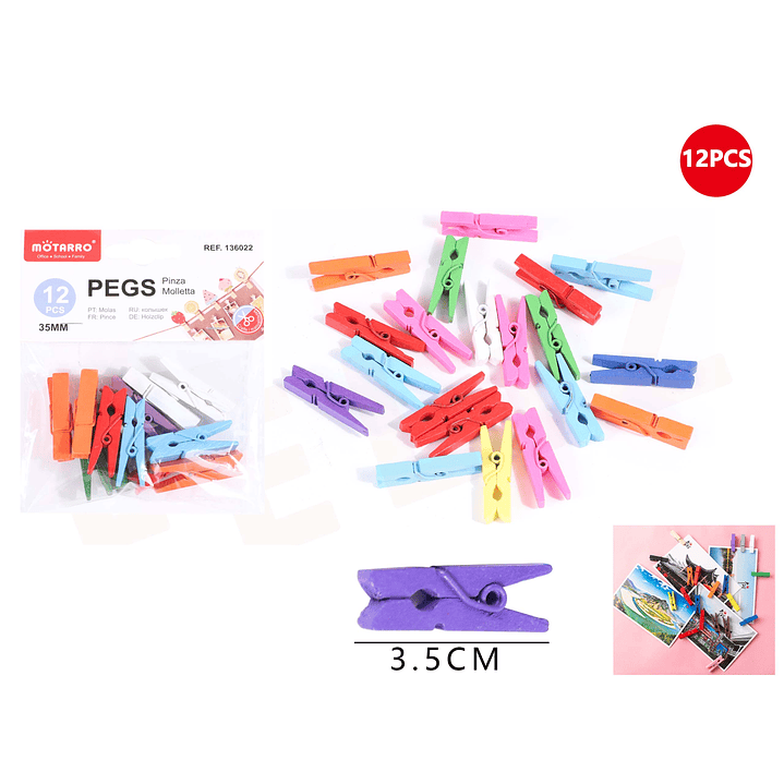 Pinza de Madera Multicolor 3.5cm 12pcs 1