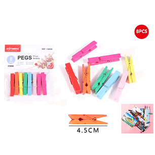 Pinza de Madera Multicolor 4.5cm 8pcs