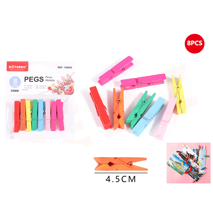Pinza de Madera Multicolor 4.5cm 8pcs 1