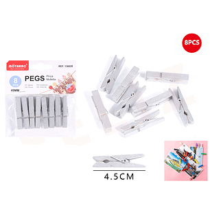 Pinza de Madera Plateado 4.5cm 8pcs