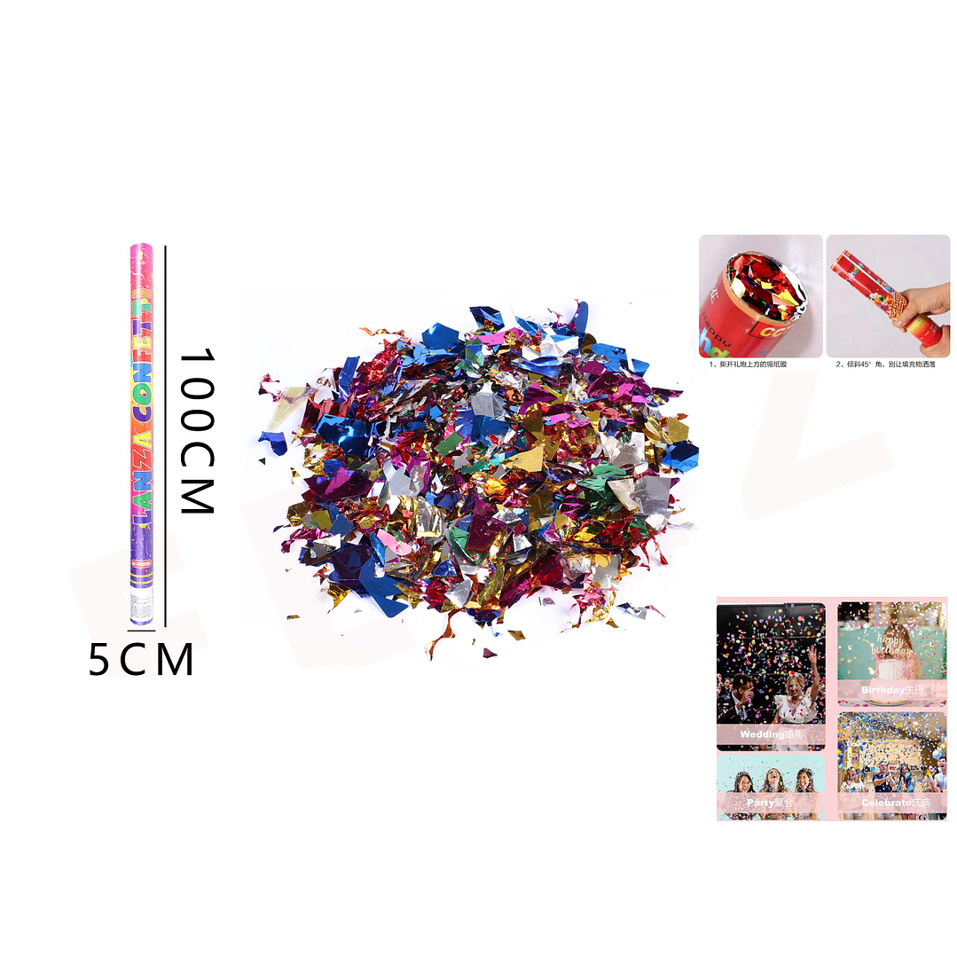 Lanza Confeti papel colores 100cm 1