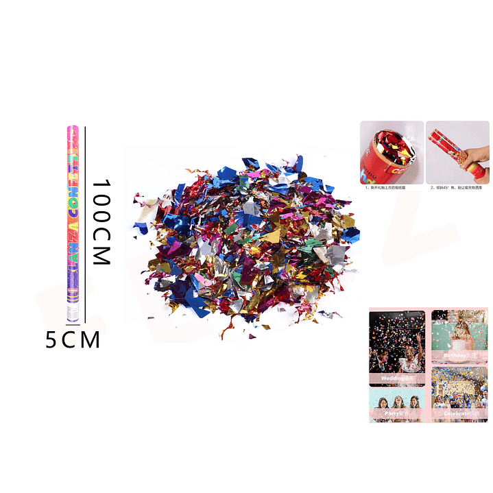 Lanza Confeti papel colores 100cm 1