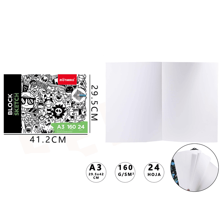 Block Sketch diseño monstruo 160g 41.2*29.5cm A3 1
