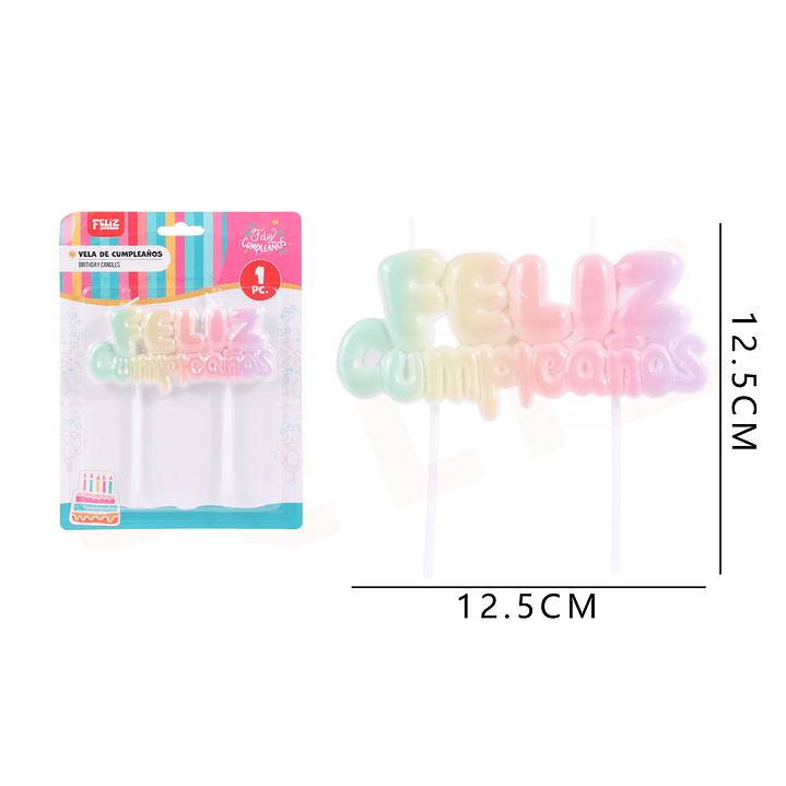 Velas Frase Feliz Cumpleaños Gradiente 12.5x12.5cm 1
