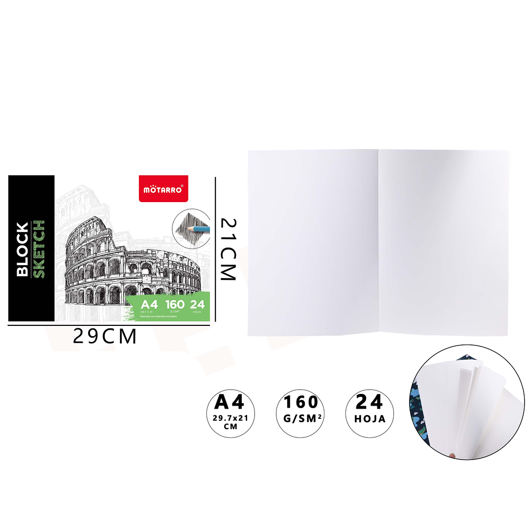 Block Sketch Diseno Coliseo Romano 160G 2921Cm A4 1