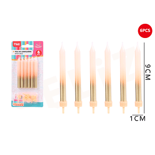 Velas de Cumpleaños Durzano con dorado 9x1cm 6pcs