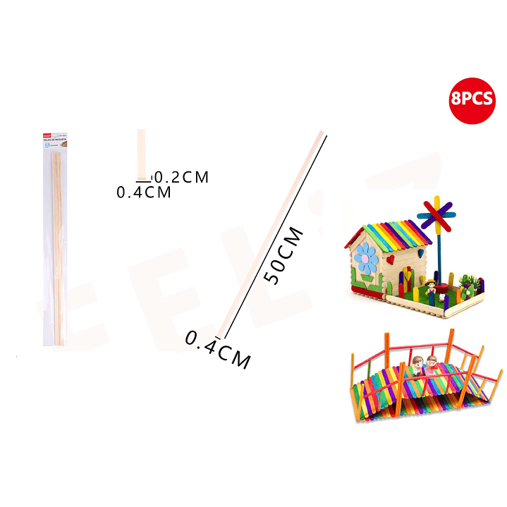 Palos de Maqueta 50*0.4*0.2cm 8pcs 1