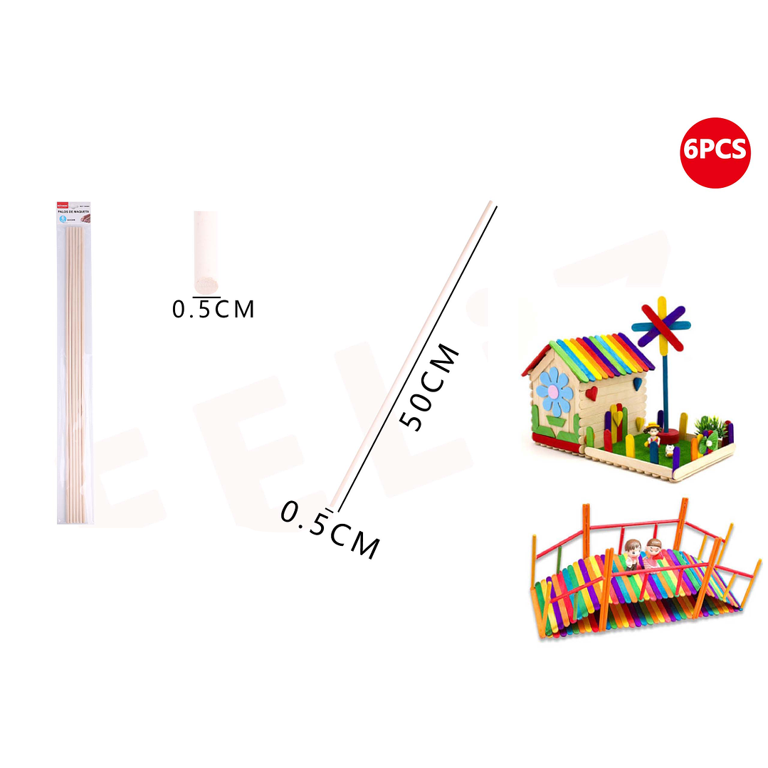 Palos De Maqueta 5005Cm 6Pcs 1