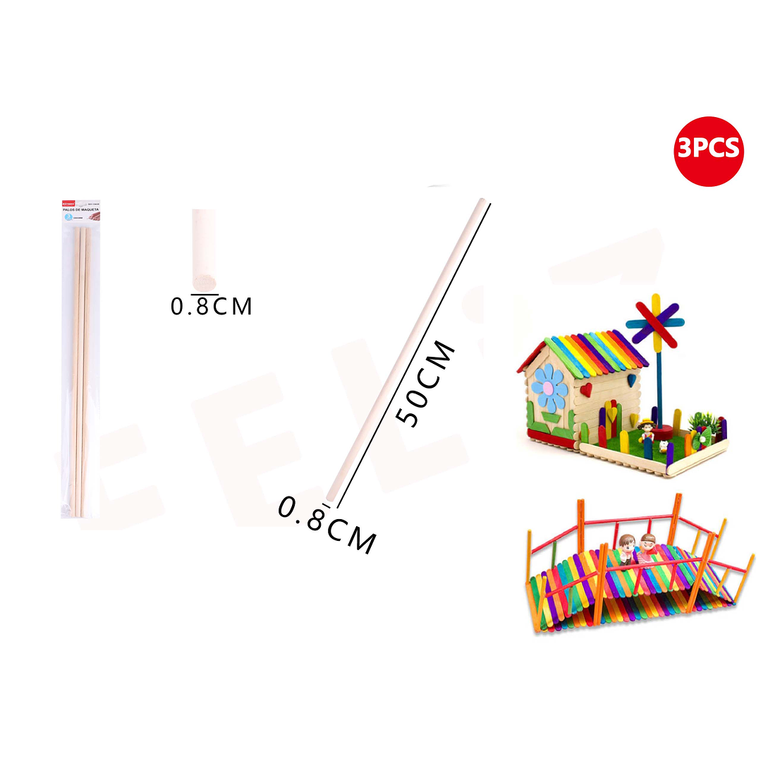 Palos De Maqueta 5008Cm 3Pcs 1