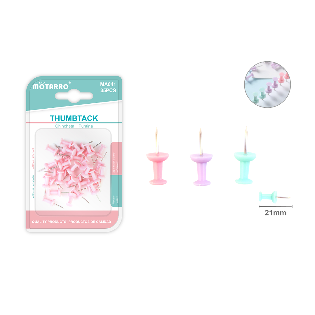 Chinche Push Pin Pastel 21mm 35pcs 1