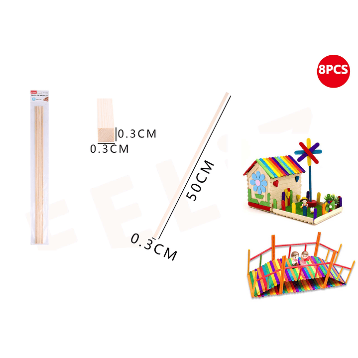 Palos de Maqueta 50*0.3cm 8pcs 1