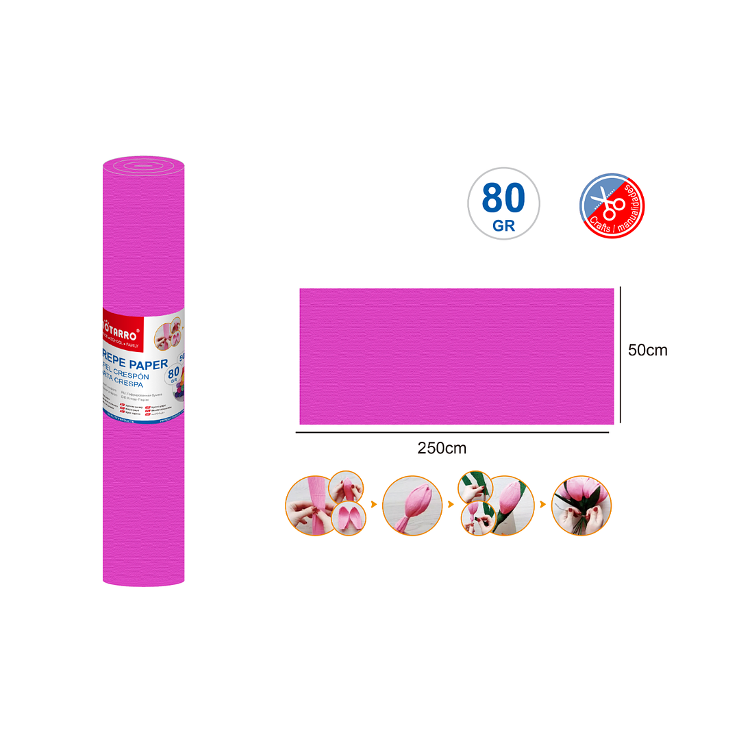 Papel Crepé Magenta 50x250 cm 80g 1