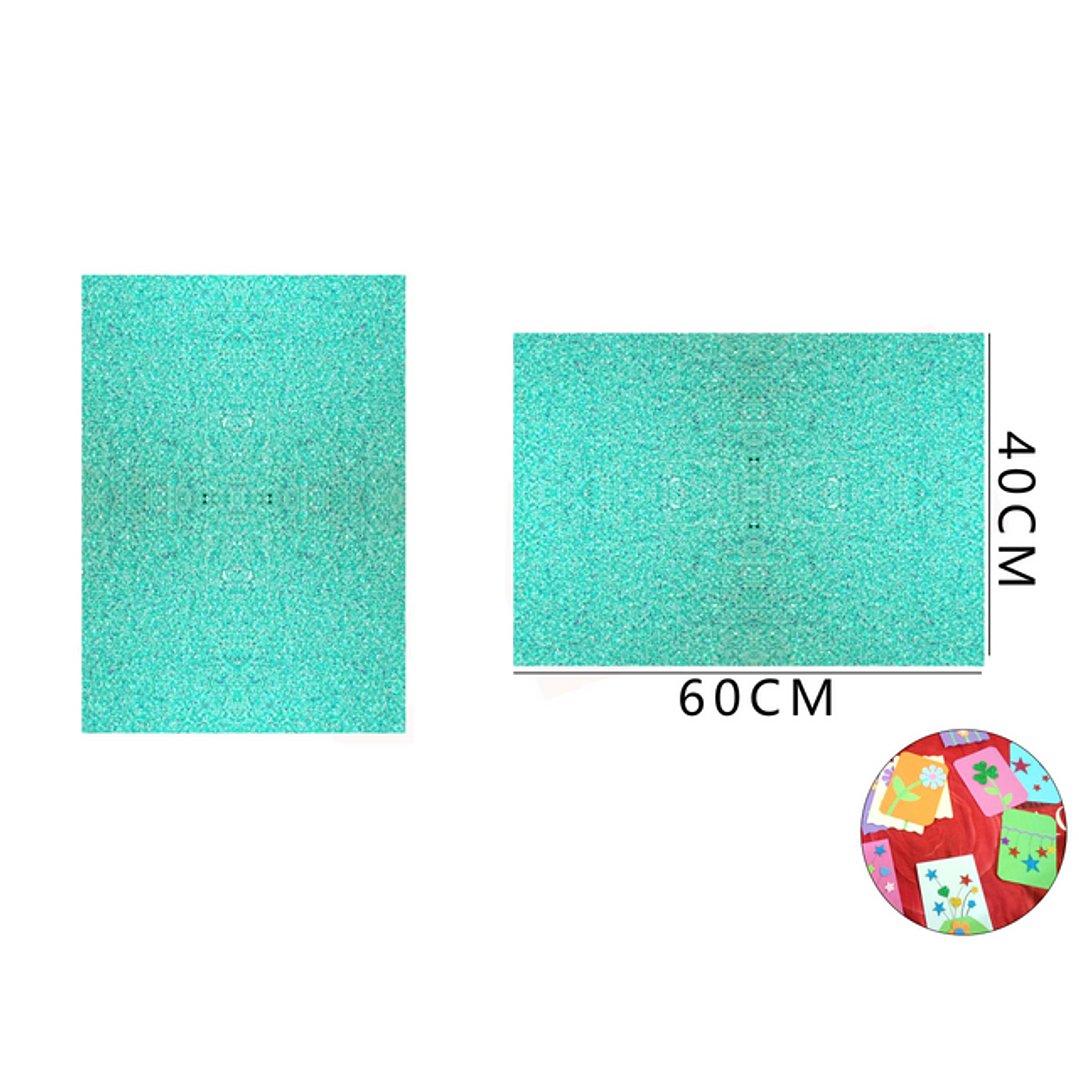 Goma Eva Escarchado Verde Agua 60x40Cm 1