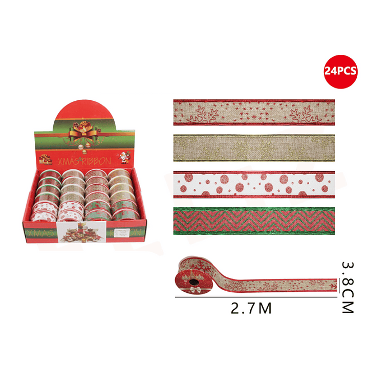 Cinta tela con brillos 24 pcs 2.4x3.8 cm 1