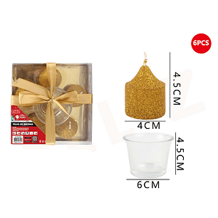 Velas doradas (4x4.5 cm) con base (6x4.5cm)