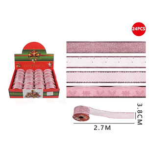 Cinta rosa con brillos 24 pcs 2.7x3.8cm