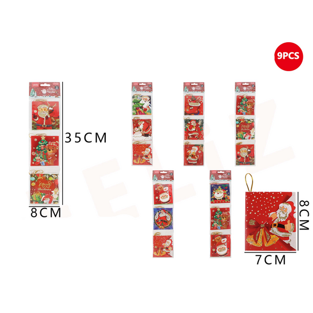 Tarjeta regalos cuadradas rojas 8x35cm 1