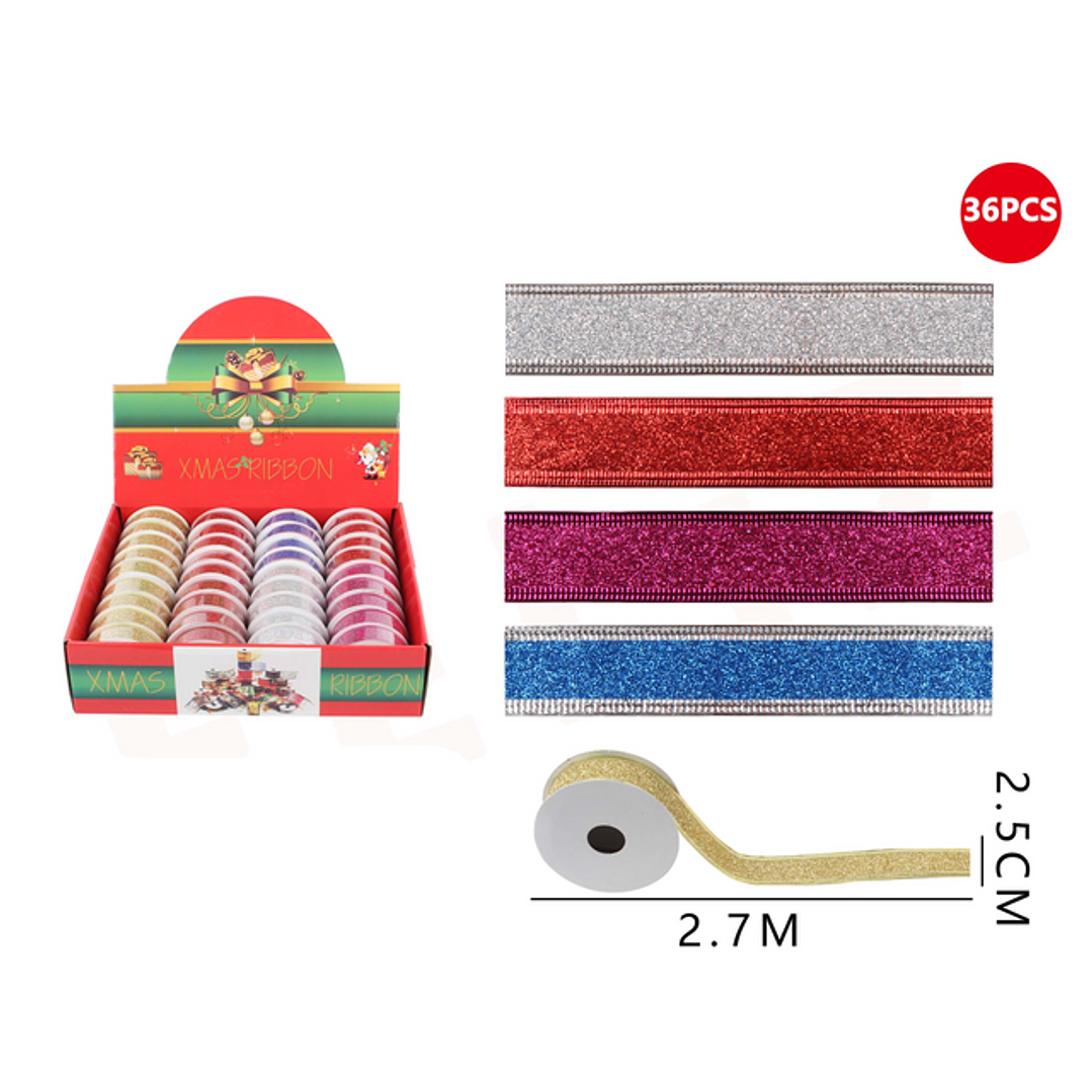 Cinta con glitters colores 2.7x2.5 cm 1