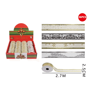 Cinta con brillos dorada y plateada 36 pcs 2.7x2.5 cm