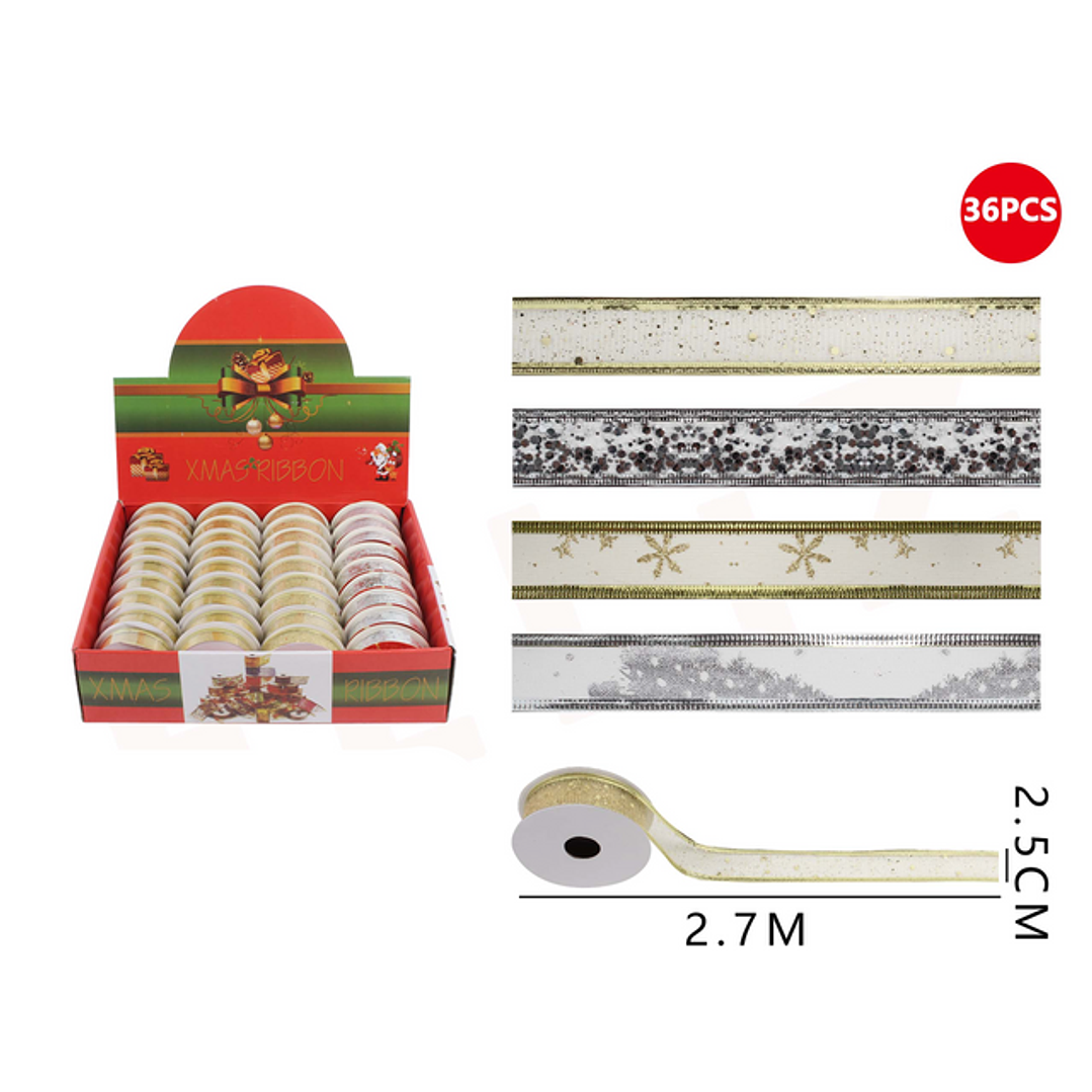 Cinta con brillos dorada y plateada 36 pcs 2.7x2.5 cm 1