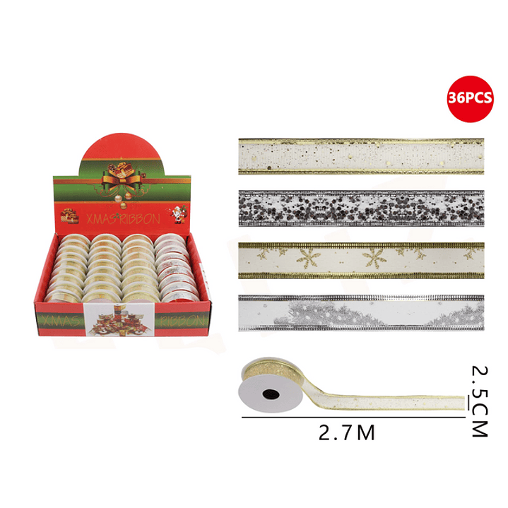Cinta con brillos dorada y plateada 36 pcs 2.7x2.5 cm 1