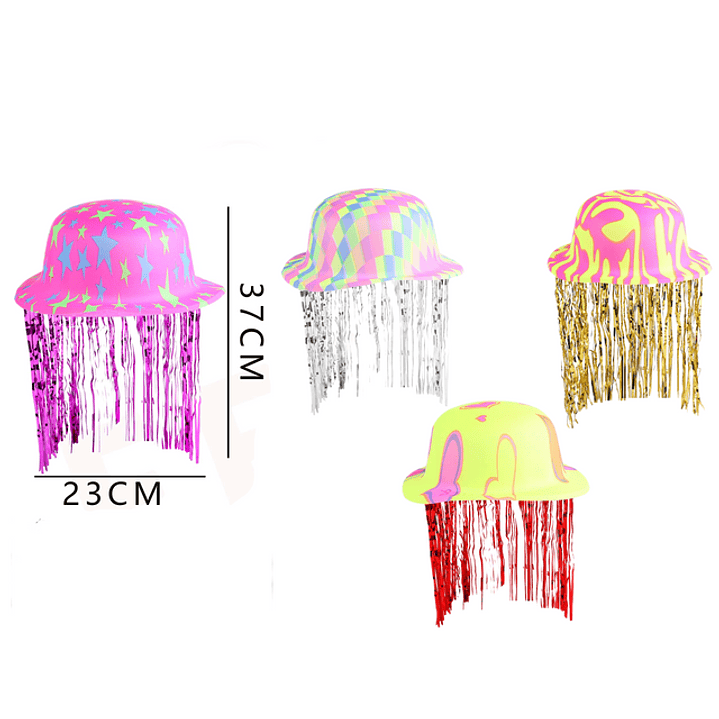 Gorro colores fluor cortina metalizada 23x37 cm 1