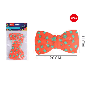 Corbatin naranja fluor estrellas 20x11 cm