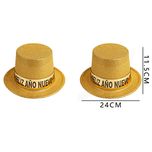 Gorra copa año nuevo glitter dorado 24x11.5 cm