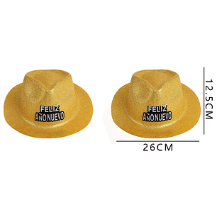 Gorro feliz año nuevo glitter 26x12.5 cm